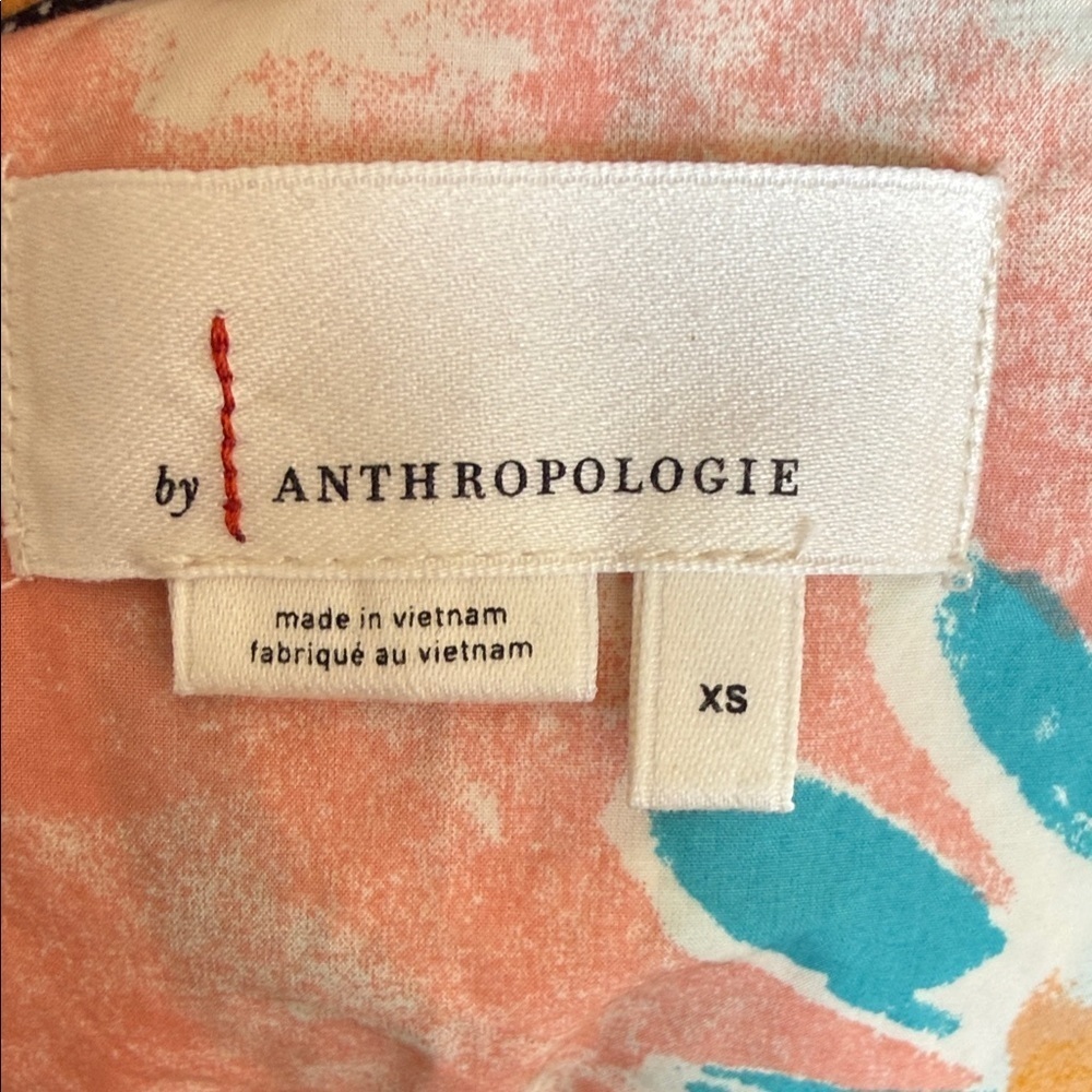Anthropologie Peach and Teal top button down - Picture 3 of 6